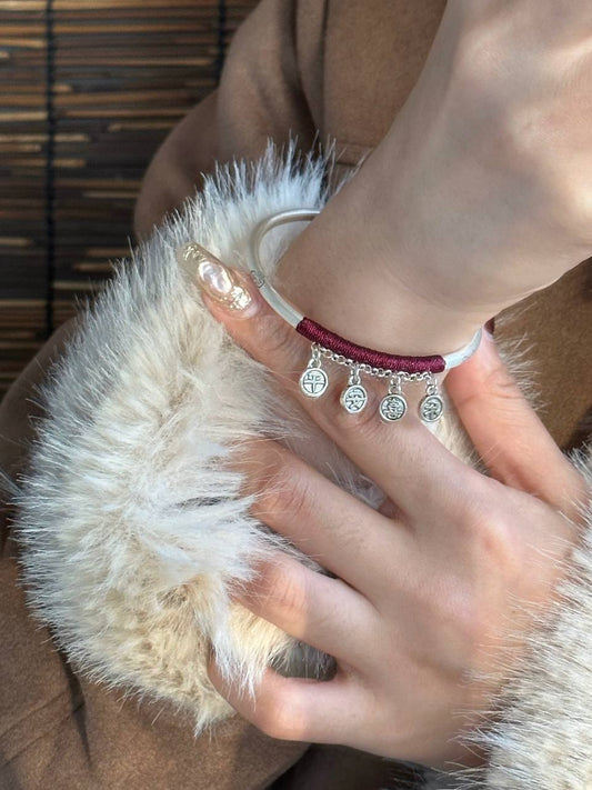 ✨ Solid 9999 Sterling Silver Plum Blossom Bangle